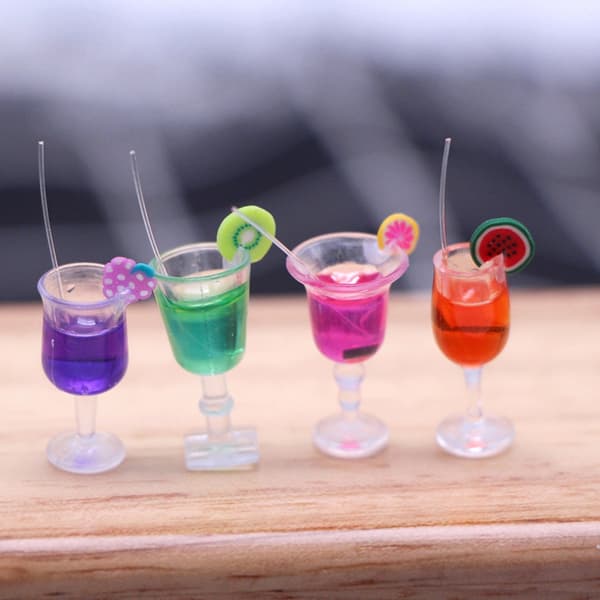 4st 1:6 Dockhus Miniatyr Frukt Cocktail Drinks Cup Modell Ki