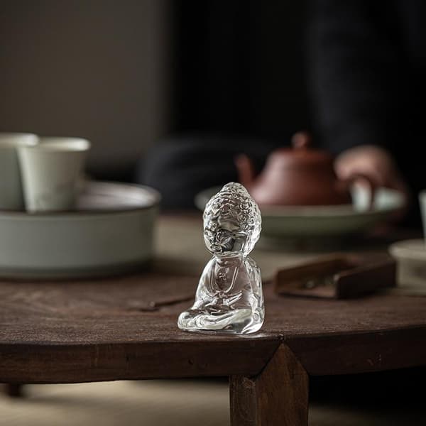 Ch'an Buddha Glaspynt Teebord Dekorationer Teeceremoni A
