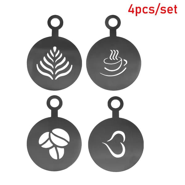 4 stk/sett kaffemal i rustfritt stål kakekjeks kaffedekor Silver