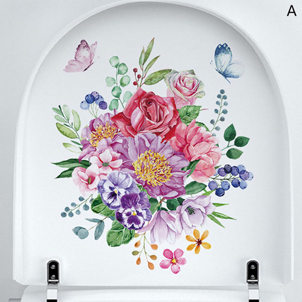 WC-tarrat WC-istuimen kukka-seinätarra kylpyhuoneen wc-kanteen A