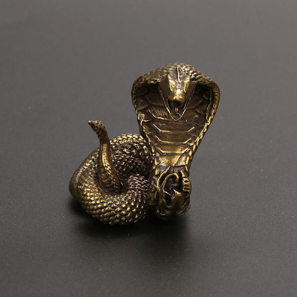 Antik brons Kobra Staty Ornament Zodiac Snake Miniatyr Fig