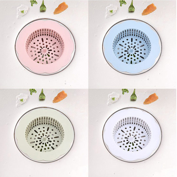 Slidstærkt vask afløbsfilter Badekar Hair Catcher Stopper Bruser White