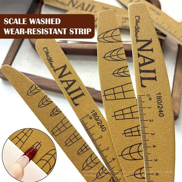 Böjda nagelfilar med skala Emery Boards Buffer Fine Grit Trav E