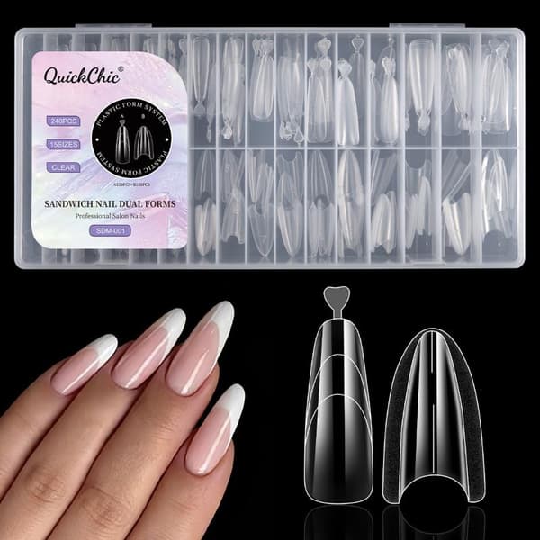 240 stk. Dual Forms False Tips Fuld Dækning Poly Neglegelforme Til A1