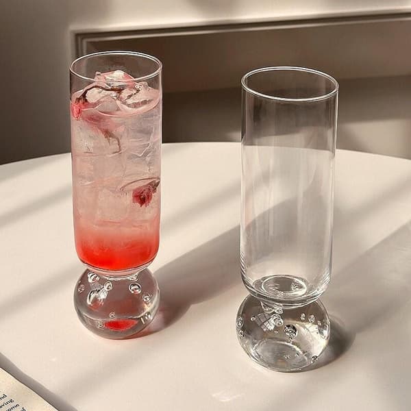 1 stk. lige glaskop med kuglebakke kaffe mælkeglas boble 1PCS