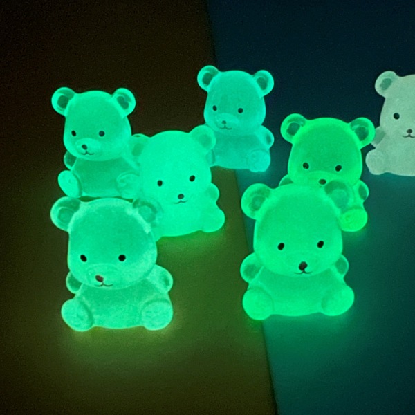 Luminous Bear Nøglering Farve Animal Pendant Bell Key Ring Char White