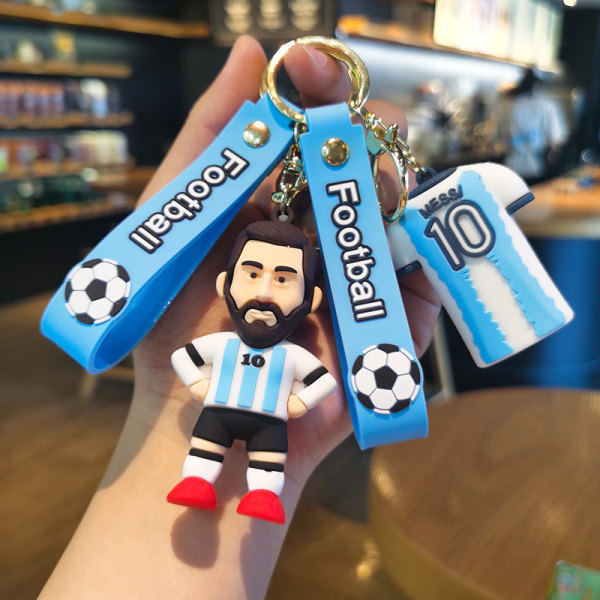 Fotballstjernefigur Messi nøkkelring Ryggsekk Veske Dekor Doll Pend A5