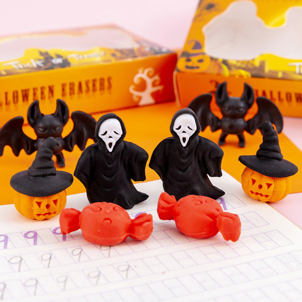 Creative Mini Cartoon Erasers Mjuk Slitstark Penna Halloween Era