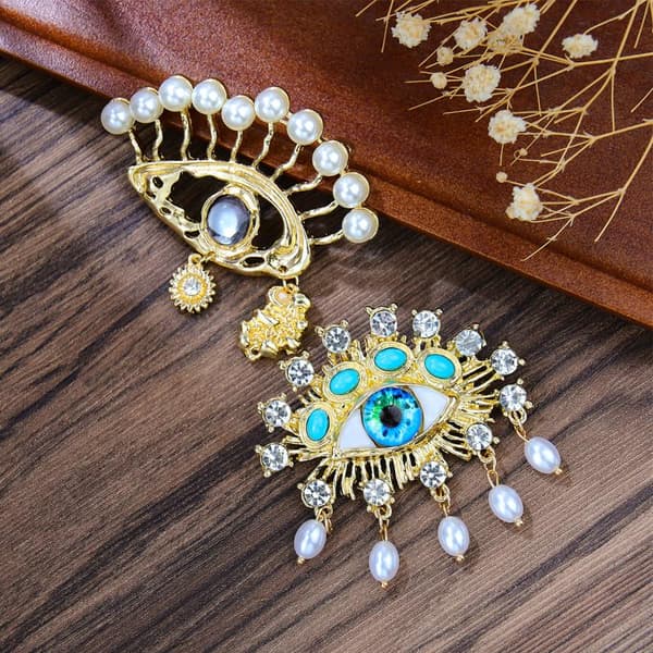 Luksuriøse Rhinestone Devil Eyes Brosjer for Kvinner Karakter Pins A2
