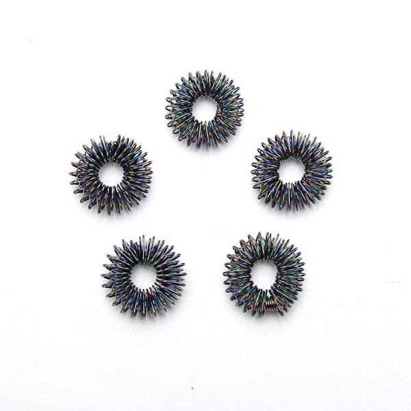 5 kpl / set mustakultainen sormihierontarengas akupunktiorengasterapia 5PCS