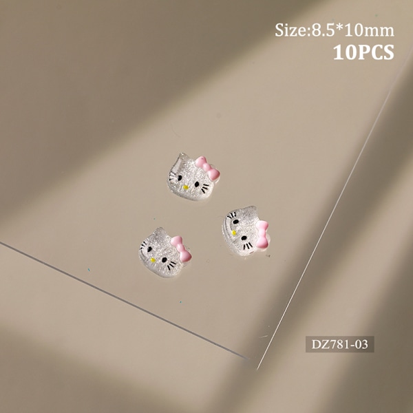 10 kpl Fine Flicker Katie Cat Nail Sarjakuvatarvikkeet Mini Resi DZ781-03