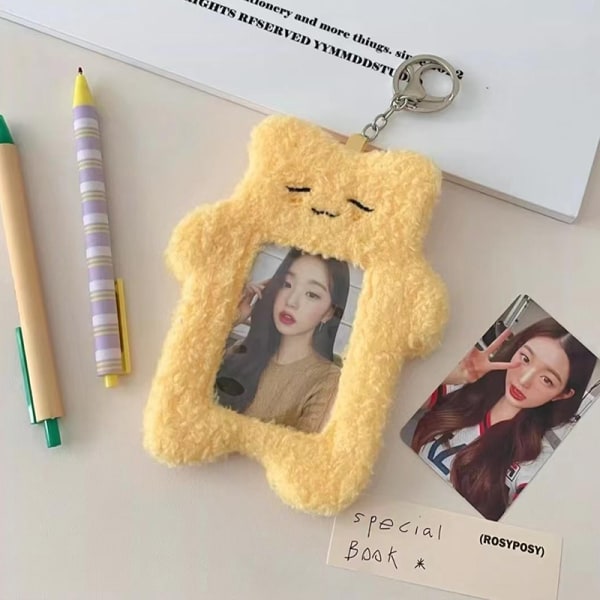 e Cat Plush Photocard Holder Kpop Idol Photo Sleeve Protective Pink