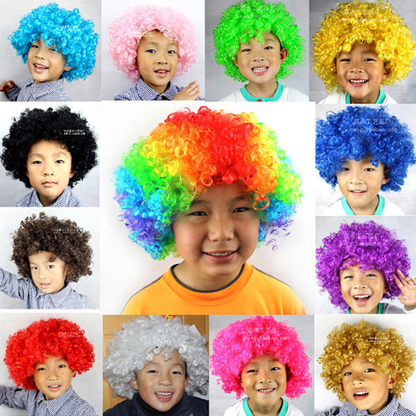Barn Vuxen Clown Peruk Rund Explosion Hår Hatt Party Accesso 3