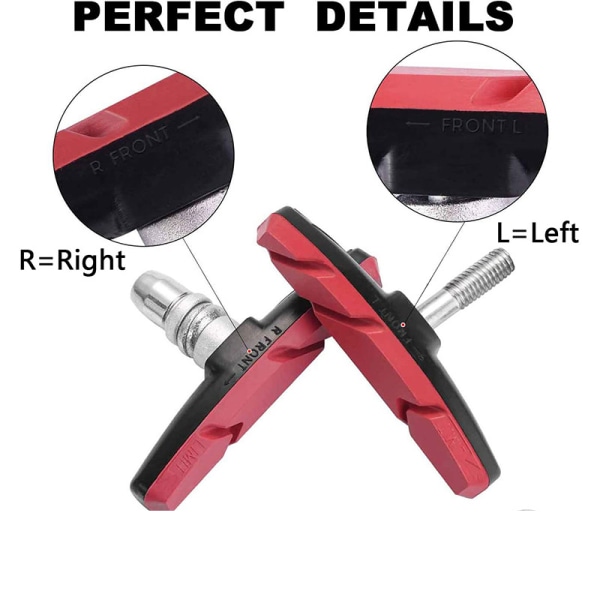 1 par Slitesterk Sykkel Silent Bremseklosser Riding Brake Mount Pad red