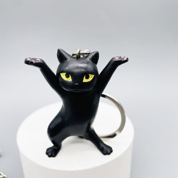 e Dancing Cat Nøglering Kreativt Dejligt Design Holdbart PVC-materiale A3