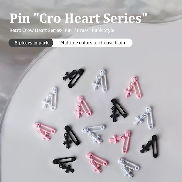 5 st 3D mini metall spik charm retro kors gem form spik Black