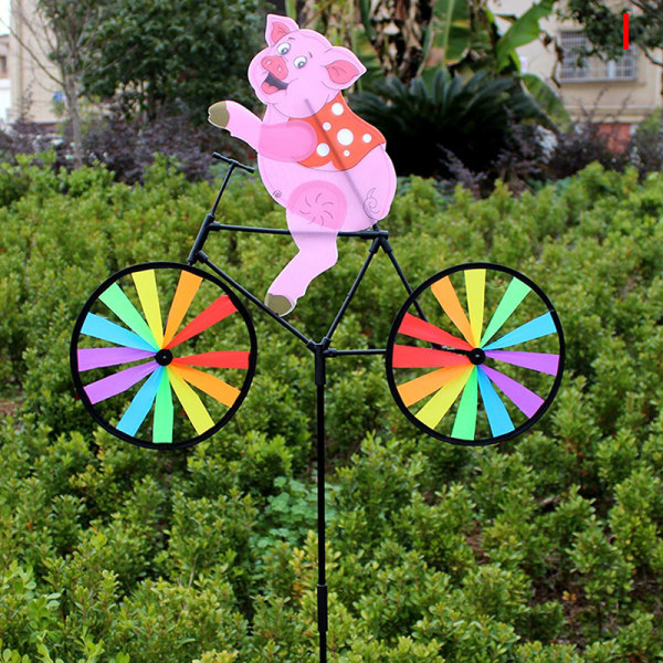 Pig Bee Tiger on Bike DIY Windmill Animal Cykel Wind Spinner C