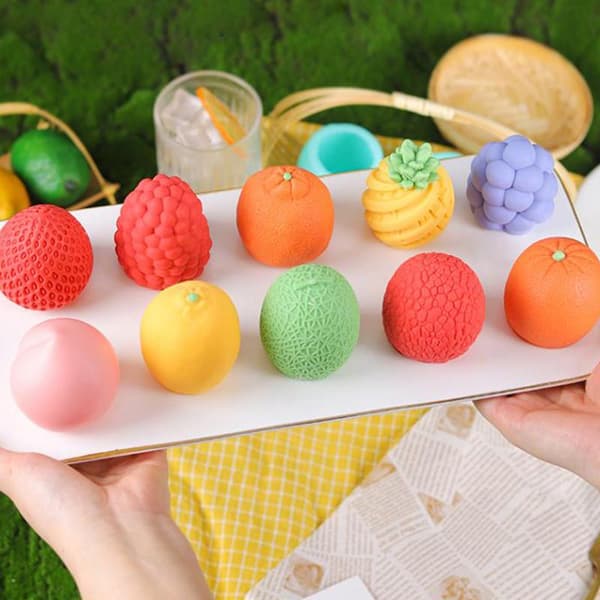 -Säker Frukt Glassform 3D Jordgubbe Mango Persika Design Enkel A7