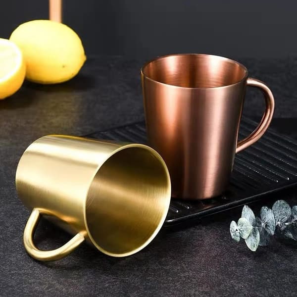 300 ml dobbeltlags vandkop til hjemmet til drikkevarer, rustfrit Gold