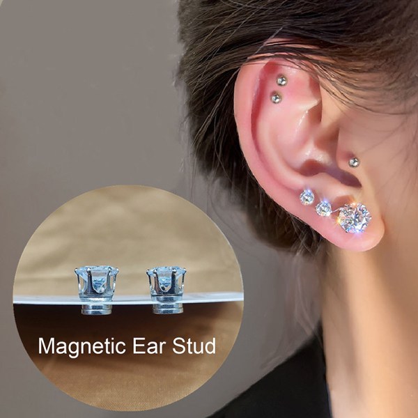Kristall magnetiska örhängen Zirkon magnet örhängen 1pair 5mm