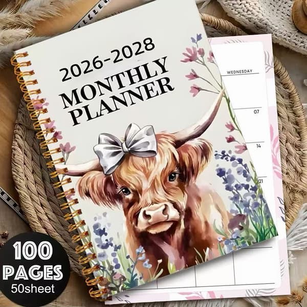 2026-2028 Highland Ko Månedlig Kalender | 3 Års Kalender