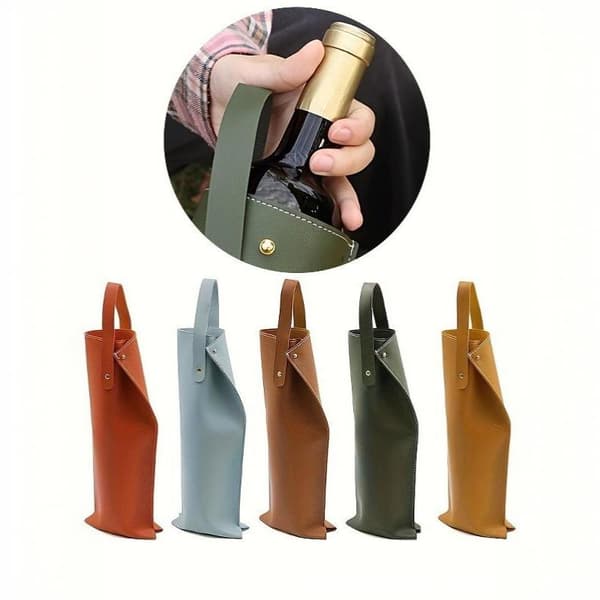 Vinemballagepose Læder Vinbærepose Vinflaskebeskytter A1