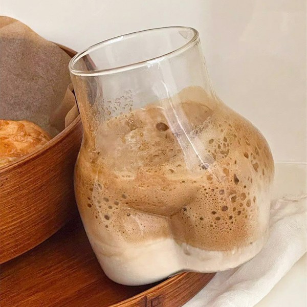 Ice Coffee Cup e Butt Glass 450ml Glas Rolig kaffemugg Dr