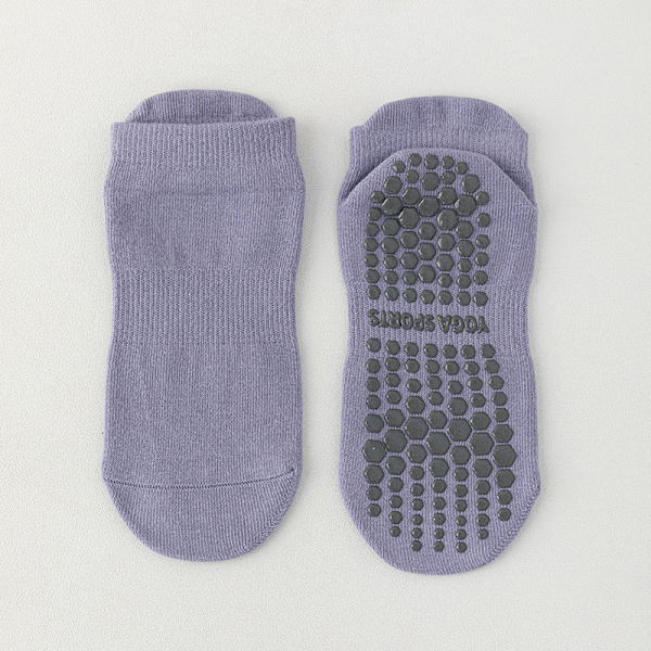 1Par Dam Anti-Slip Sock Yoga Sock Bomull Andas Kort El Purple