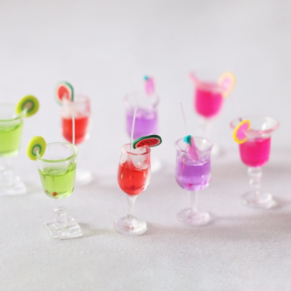 4 Stk 1:6 Dukkehus Miniature Frugt Cocktail Drinks Cup Model Ki