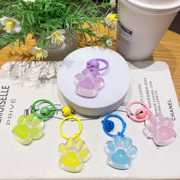 Luminous Cat Claw Key Chaw Color e Pendant Bell Keyring Charms Blue