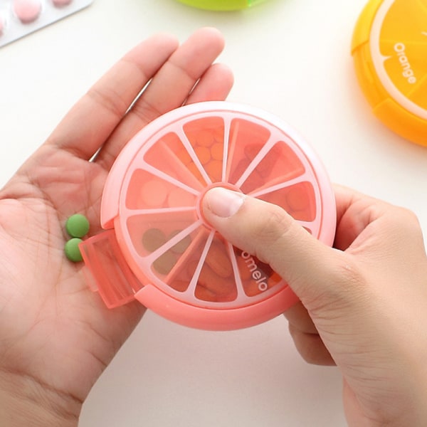 Ugentlig Roterende Pilleæske Rejse Pille Etui Splitter Pille 7 Dag P Pink