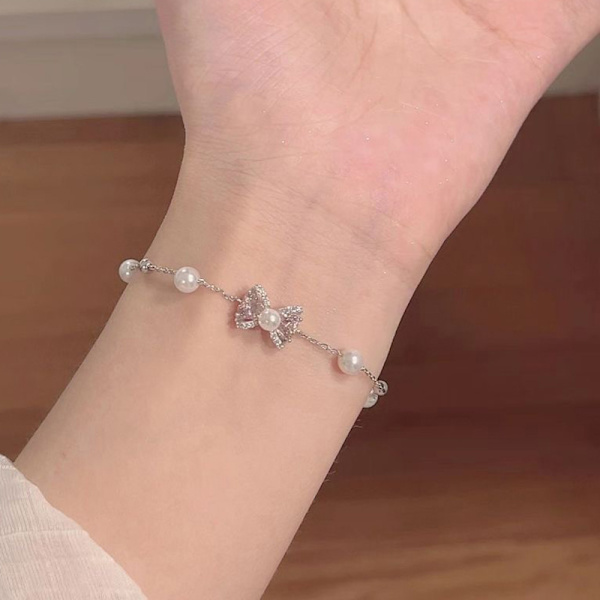 Sweet n Style jäljitelmä Pearl Link Chain Rannekoru Crystal Bowkn 2