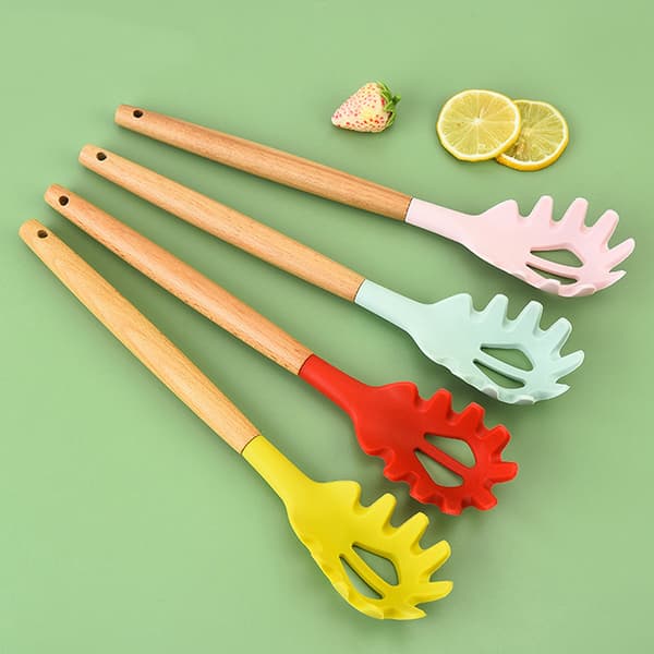 1 stk One-Piece Silikon skje Spaghetti Pasta Server Gaffel Nudler Light green