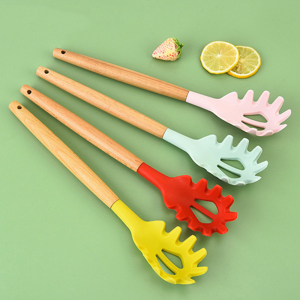 1 stk One-Piece Silikoneske Spaghetti Pasta Server Fork Nuddel Light green