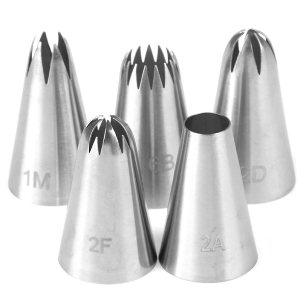 5 STK Rustfritt stål Ising Piping Konditordyser Cupcake Crea