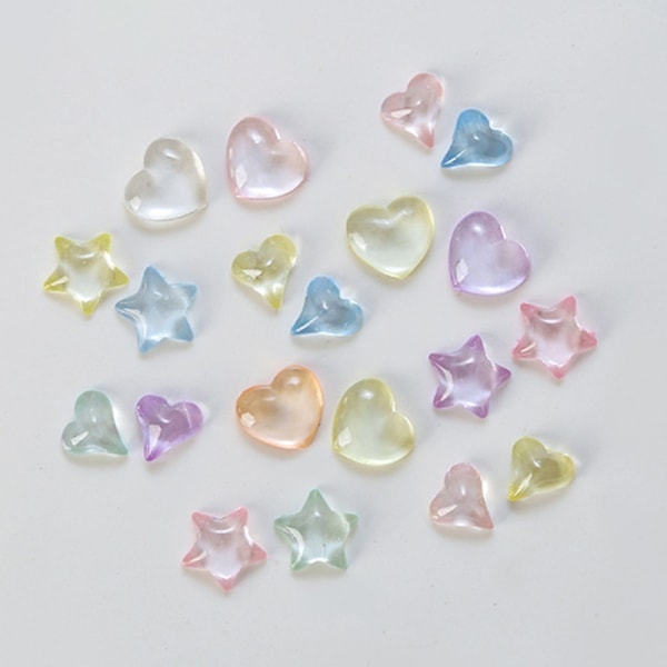 30 st/påse 3D Jelly Pentagram Love Heart Nail Art Charm Summer N SZ-591