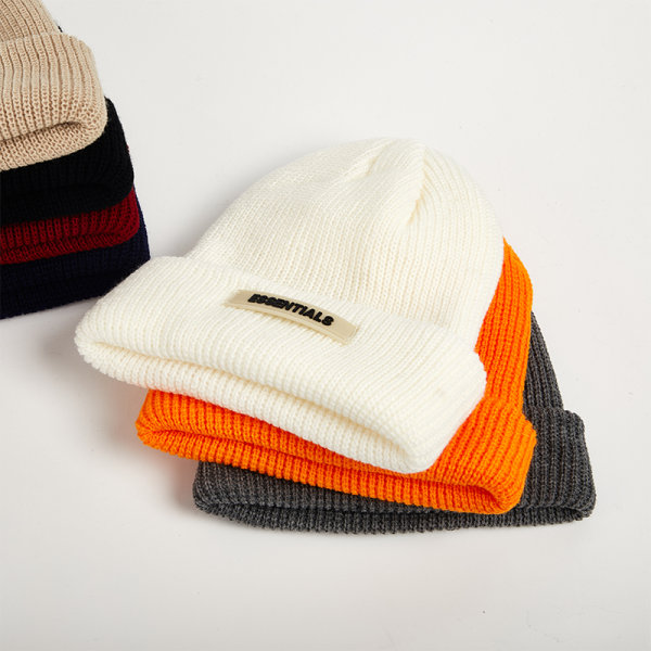 Strikkeluer Dame Svart Beanie Tykk Lue Vinterluer Beanies White