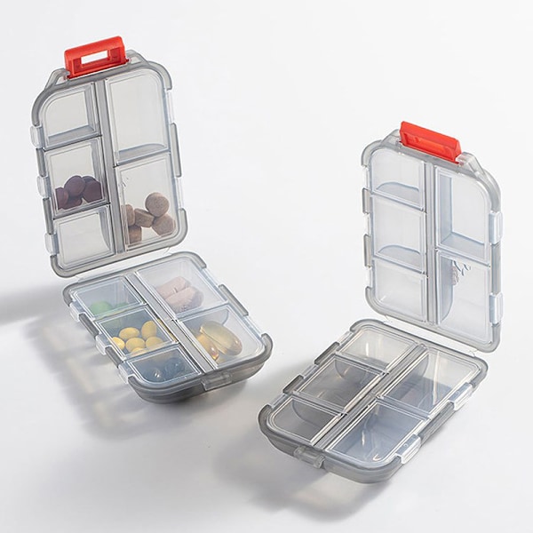 Travel Pill Organizer Fugtsikker pilleræske til lommepung Gray
