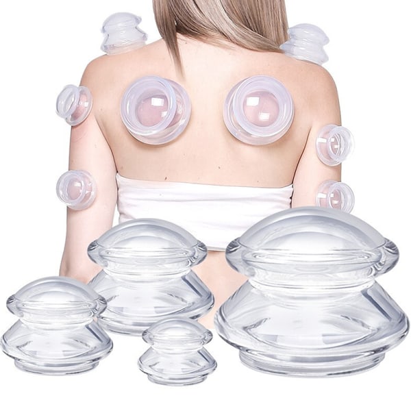 Silikon Vacuum Cupping Set Massage Body Cups Back Gua Sha Vent White