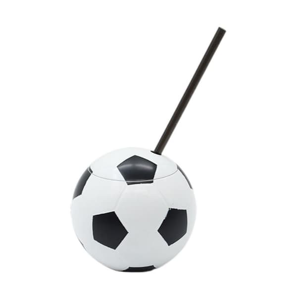1 st 450/600ML fotbollsformad dryckesmugg med sugrör och lockboll A2