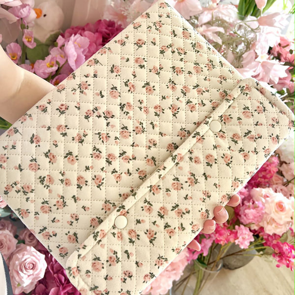 Flower Pattern e Laptop Sleeve Case Taske 11 13 14 Inch Til bog Pink large