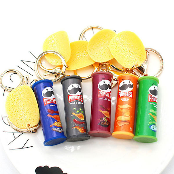Imitation Pringles Potatischip Nyckelring Hink Snack Pizza Pota A6