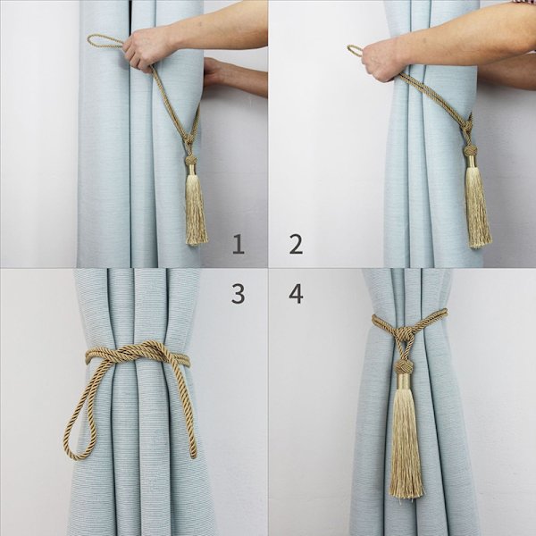 1 STK Gardin Tiebacks kvast Gardin Clips Rope Gardin Tie Back Beige
