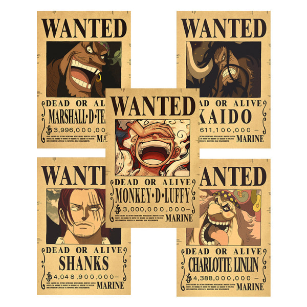 Anime Luffy Wanted Bounty Kraft Paper Juliste Koristeellinen maali A13