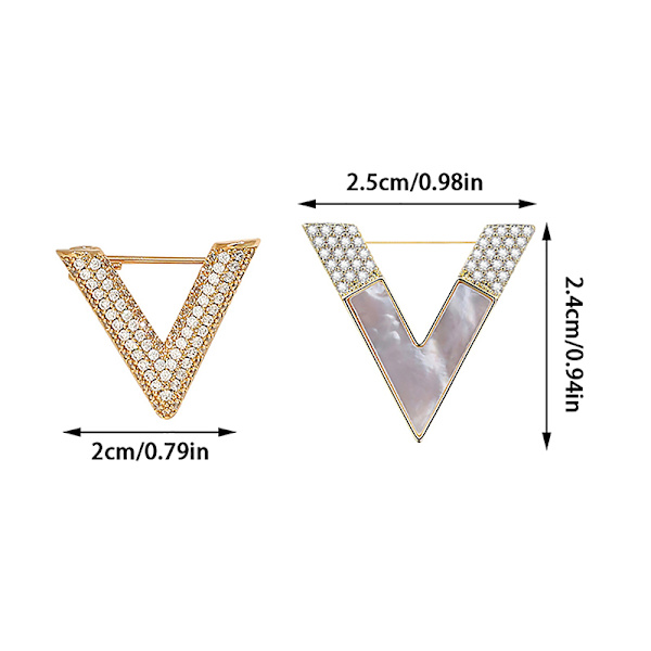 Mode V-formade broscher för kvinnor Metall Anti-bländning Lapel Pin A