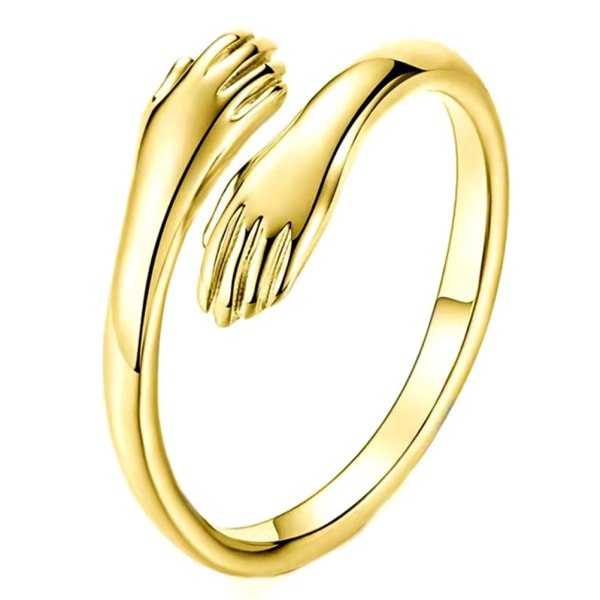 925 Sterling sølv smykker Kærlighed Kram Ring Retro Fashion Tide Gold