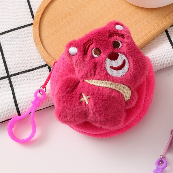 Kawaii Cartoon Plysj myntveske og Strawberry Bear Pouch Purse H A3