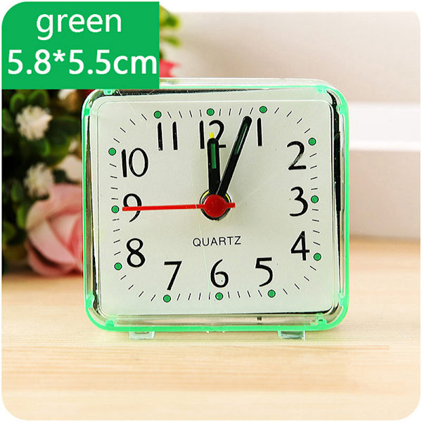 e Studentväckarklocka Fyrkantig sängbord Kompakt klocka Desktop Deco Green