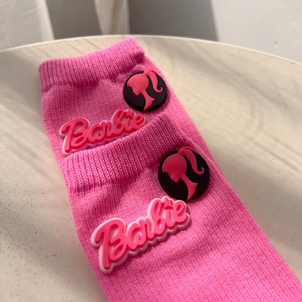 Bomullsrosa strumpor 3D Heart Letter Butterfly Sock Svettabsorberande 3