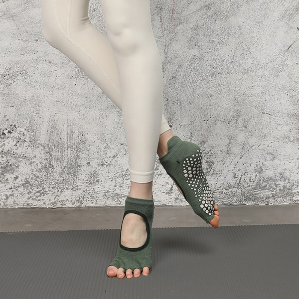 Kvinnor Halvtå Balett Yogastrumpor Halkfri Peep Toe Anti-Slip Pi A10